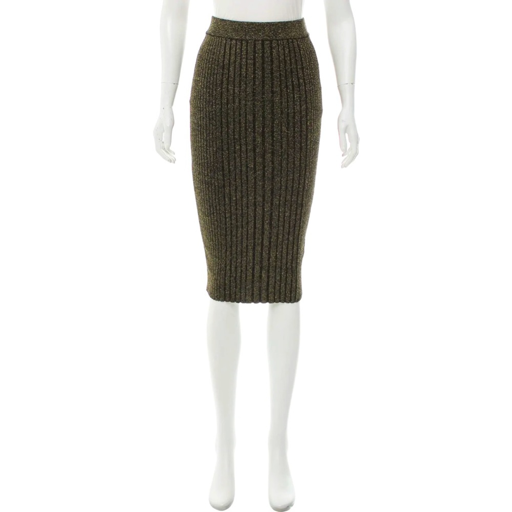KAREN MILLEN Gold and Black Metallic Knee-Length Pencil Skirt with Tags, Size: S